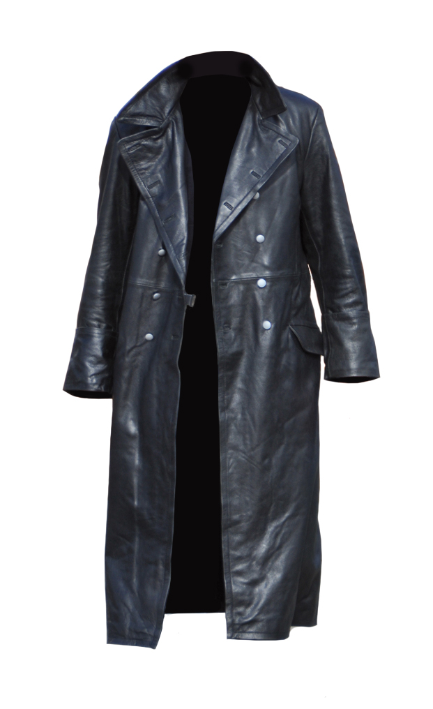 Mil-Tec Officer Leather Coat Distressed Officer Jacket Coat Black Size ...
